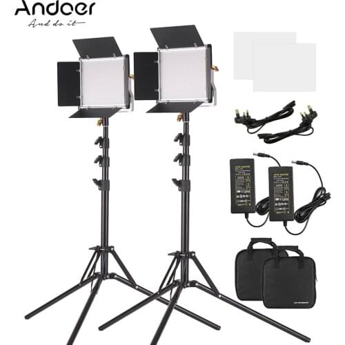Andoer 2 Packs 78.7 Inch LED Video Light Stand Kit 660 LEDs Bi-Color Light U Bracket+Barndoor for Studio Video Outdoor Shooting