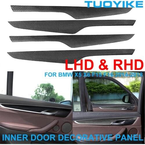 LHD RHD Car Styling Real Carbon Fiber Inner Interior Door Decorative Panel Cover Trim Sticker For BMW X5 X6 F15 F16 2014-2018