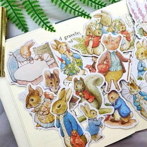 40PCS Vintage Bunny Sticker DIY scrapbook base collage junk diary happy plan phone computer gift sealing decoration sticker