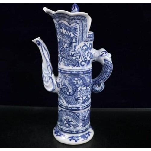 China seiko Blue and white ceramic dragon teapot crafts statue