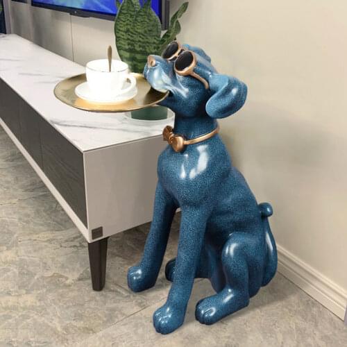 Beautiful Practical Home Decoration Ornaments Large Cool Dog Statue Sculpture Tray Sofa Side Table Figurine Coffee Corner Table
