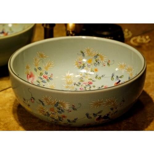 Beautiful jingdezhen hand maded crack ceramic bathroom washbasin