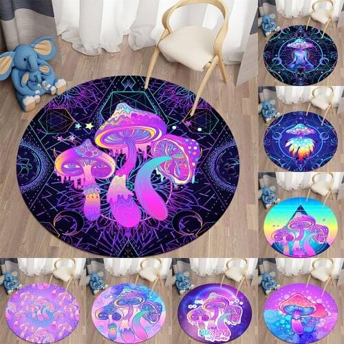 Colorful painted mushrooms area rug for living room anime rug rugs for bedroom circle rug bedroom decor round area rug carpet