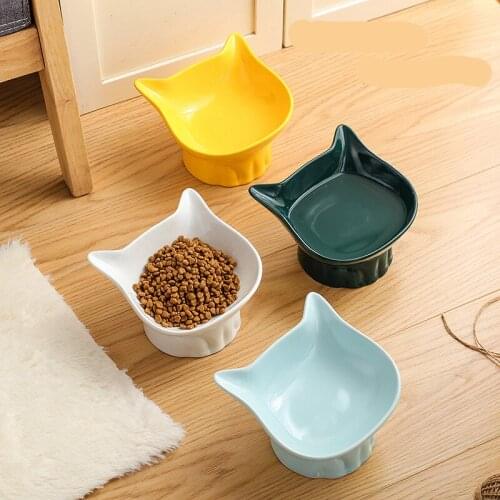 Cartoon Pet Bowls Cat Bowl Food Feeder Neck Guard Ceramic High Foot Anti-overturning Cat Food Bowls Dog Feeding Anti-black Chin