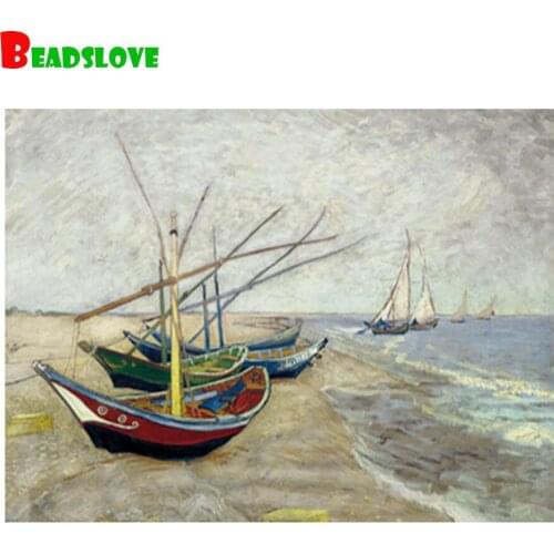 5D DIY Diamond Painting Kit Vincent van Gogh vanke sail sail sea view Cross Stitch Diamond Embroidery Rhinestones Diamond Mosaic