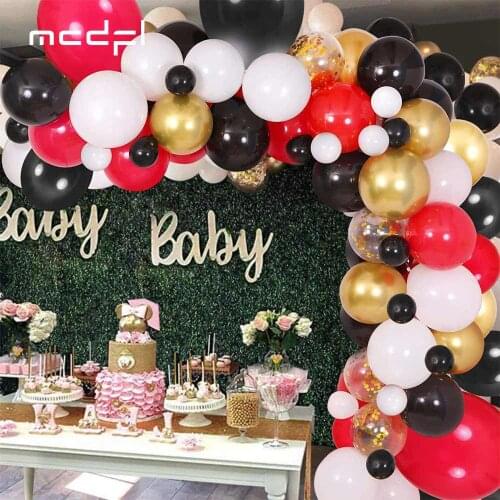 MCDFL Red Gold Balloon Arch Confetti Girl Boy Birthday Party Decorations Halloween Bachelorette Background Accessories Batch Glo