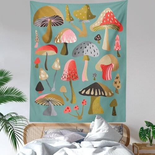 Quotes Mushroom Tapestry Wall Decor Girls Dorm Room Wall Hanging Aesthetic Room Lets Take a Try Psychedelic Wall Decoration