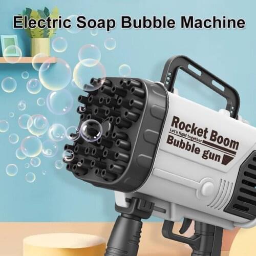 2021 New Kids Gatling Bubble Machine Toy 44-Hole Charging Electric Automatic Bubble Machine Summer Outdoor Water Children Toys