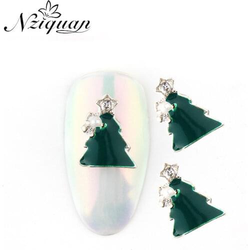 New arrivals NZIQUAN 10 pieces of 3D Christmas tree rhinestone decoration various Christmas accessories shape DIY nail accessori