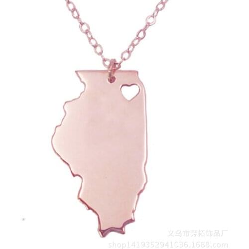 Creative new map of The United States necklace Illinois not embroidered steel necklace creative new