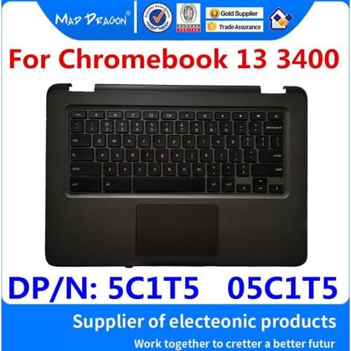 NEW original C Case Cover With Keyboard Touchpad For Dell Chromebook 3400 13 3400 Laptops Palm rest Assembly DP/N: 5C1T5 05C1T5