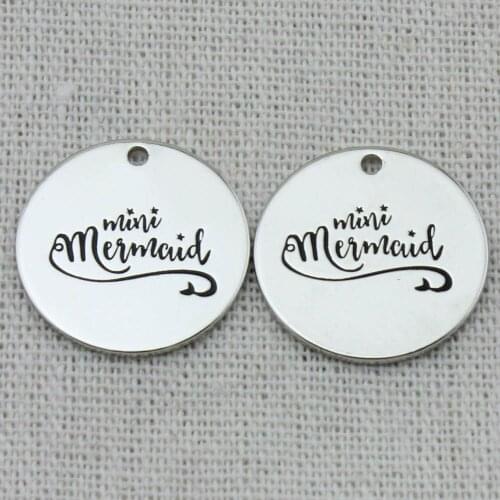 MIMI MERMAID Necklace,Laser Engraved Charm,Chain Necklace,2021 trend,Key Chains Charms,Bracelets,22mm,5Pcs/Lot