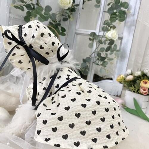 Cute Heart Cat Dog Pet Dress +Hat Summer Doggie Puppy Small Dog Costume Skirt Yorkshire Pomeranian Bichon Poodle Dog Clothes
