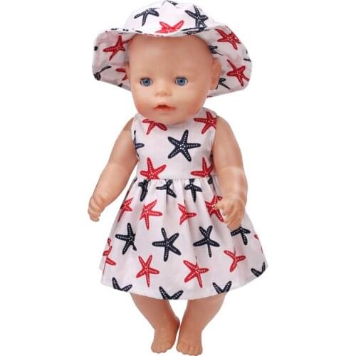 Suitable for 45 cm girl doll accessories fashion print dress doll clothes