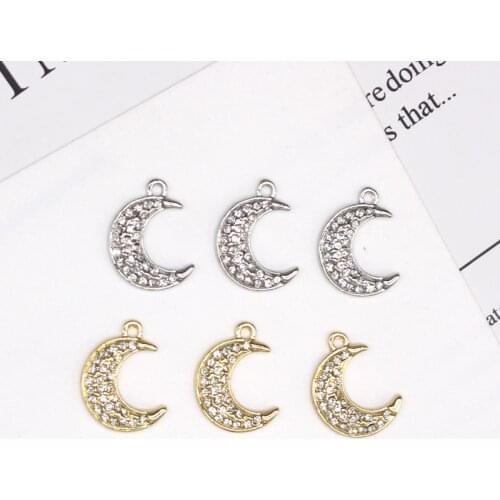 3pcs Korean Shiny Rhinestone Crescent Moon Earring Connector Charms Simple Moon Bracelet Necklace Pendant For Jewelry Findings
