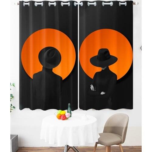 Custom Nursery Kids Children Window Curtain Drape Hangings for Living Room Bedroom Curtain Portrait Horse Hat White Orange Black