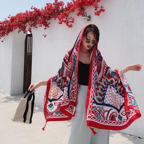 2020 Oversize180*100cm soft Cotton print scarf for women shawls and wraps foulard femme thin summer female Stole hijab scarves
