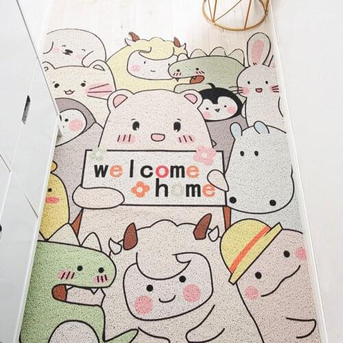 Cute Cartoon Pattern Door Mats Carpet PVC Silk Loop Easy Clean Non-slip Mats Carpet Hallway Living Room Home Entrance Door Mats