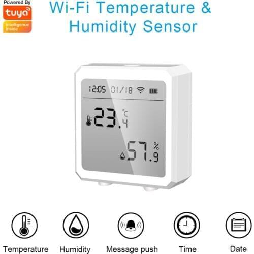 Tuya WIFI Temperature And Humidity Sensor Indoor Hygrometer Thermometer With LCD Display Support Alexa Google Assistant