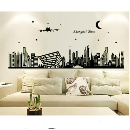 Creative City Night Scene Glow In The Dark Wall Stickers Sofa Background Living Room Luminous Stickers DIY Home Wall Decoration