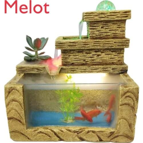 Flowing Water Ornaments Indoor Living Room Counter Fountain Fish Tank Home Decoration Small Water Curtain Wall Resin Decorations