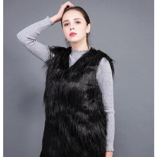 Furry Faux Female Women Jacket Sleeveless White Coat Femme Fur Vest Womens Clothing Abrigos Mujer KJ402