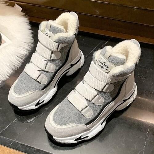 Chunky Sneakers Ankle Boots For Women 2020 Winter Fashion Padded Boots Platform Womens Keep Warm Plush Shoes