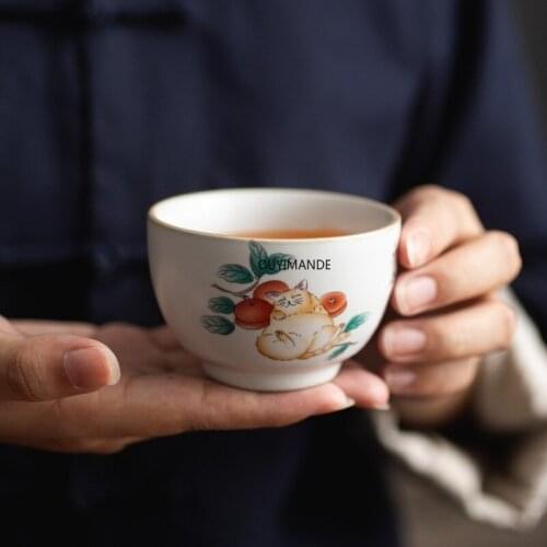 100ml Traditional Chinese Style Crackle Ceramic Tea Cup Small Coffee Cups Cute Cat Tea Set China Porcelain Teacup