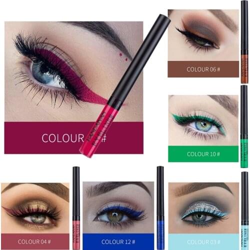 12 Color Eyeliner Liquid Waterproof Easy To Wear Make Up Matte Eye Liner Blue Red Green White Gold Brown Eyliner