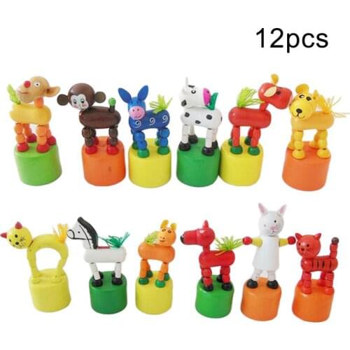 12Pcs/Set Cartoon Monkey Horse Animal Shape Wooden Doll Toy Movable Animal Board Game Props Child Parent-child Interactive Toy