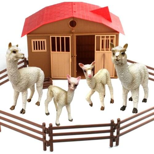 4PCS/set Simulation Animal Mini Zoo Alpaca Sheep Family Model Figure Doll Boy Girls Toys Scenario Car Ornaments Kids Puzzle Gift