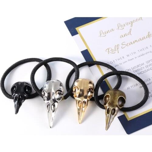 Halloween Hair Accessories European And American Exaggerated Jewelry Three-Dimensional Metal Crow Skull Hair Ring