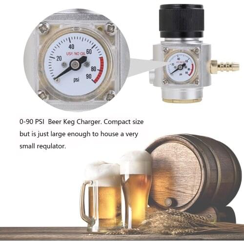 Aluminium Mini CO2 Regulator CO2 Charger Kit 0-90 PSI Beer Keg Charger Adapter