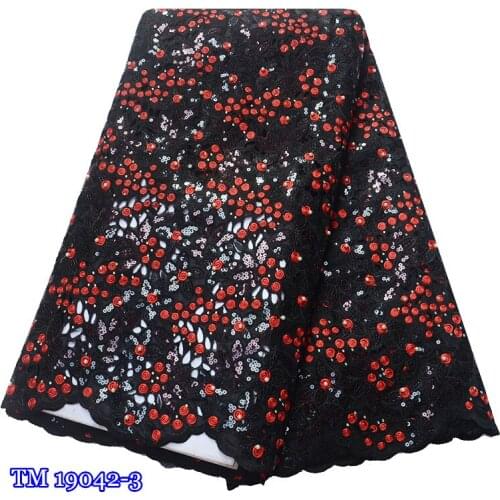 Free shipping new arrival high quality African organza lace fabric 2019 Nigerian french sequins lace fabric with beads stones