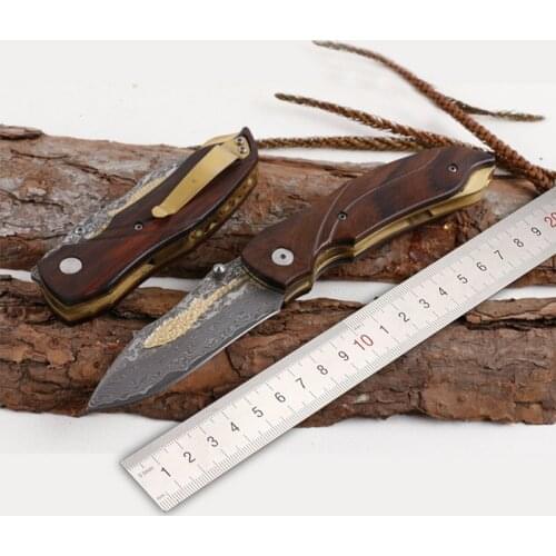 Free shipping The sharp Folding Pocket Knife Tactical Hunting Knife Damascus Steel Exquisite knife Outdoor defense tool knife