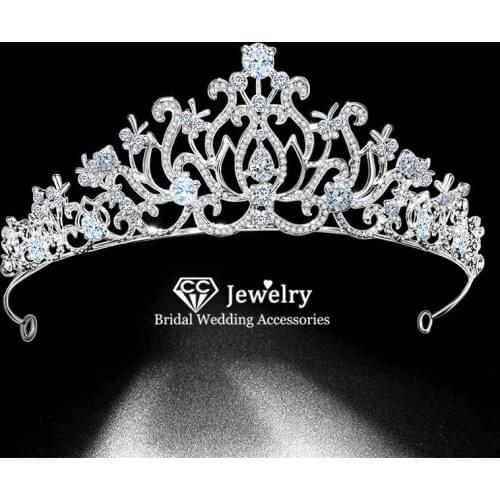 CC Crowns for Women Wedding Hair Accessories Bridal Engagement Hairband Jewelry Butterfly Shape Princess Tiara Jewellery HS42