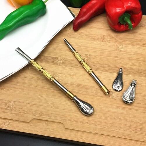 304 Stainless Steel Tea Filter Yerba Mate Tea Straws Reusable Tea Colander Tool Washable Drinking Straw Spoon Kitchen Supplies