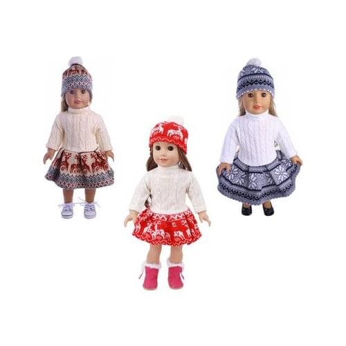 2021 New Pattern Clothes Snowflake Fur Dress Hat Suit Fit 18 Inch American&43cm Baby New Born Doll Clothes Accessories