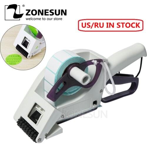 ZONESUN Semi-automatic Round Bottle Adhesive Sticker Manual Packing Labeling Machine Handheld Price Tag Labeller Flat Labeller