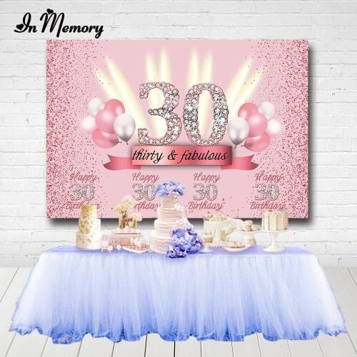 InMemory Romantic Pink Girls Lady Party Backdrop Glitter Balloons 30th Birthday Photography Background For Photo Studio Custom
