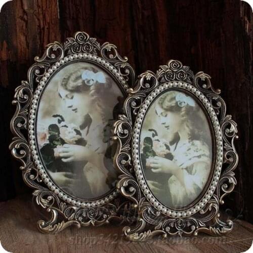 European classical Oval 6/7inch photo frame baby picture frame metal frame for photos frames for painting home decoration XC061