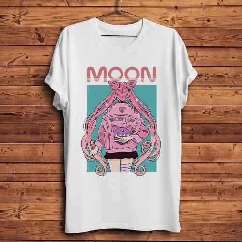 Streetwear sailor girl Tsukino Usagi funny anime tshirt Men summer new White Casual short sleeve T Shirt Unisex manga tee