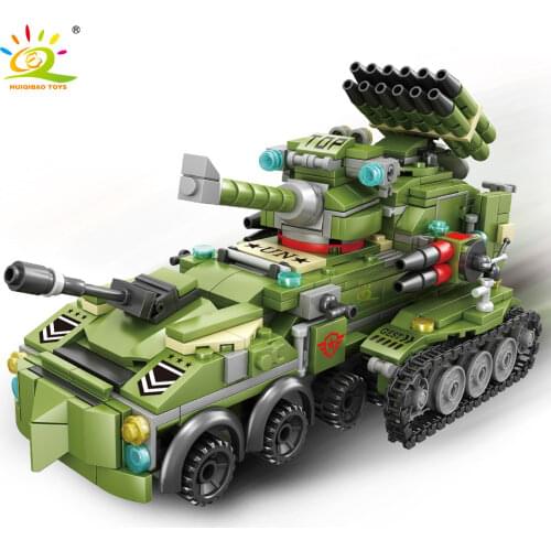 HUIQIBAO 862PCS Military Series WW2 Panzer Tank Building Blocks City Chariot Vehicle Weapon Army Figures Tank Bricks Toys Child