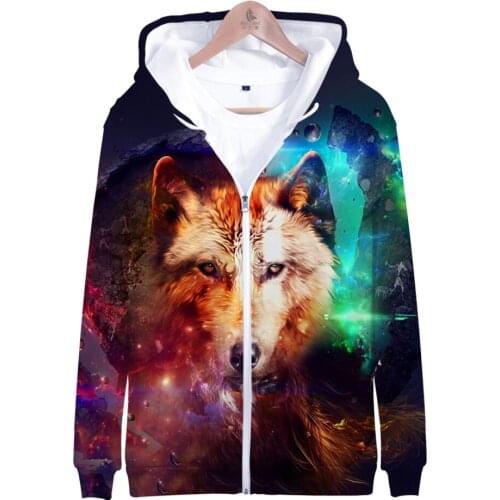 Space Galaxy 3D Wolf Zipper Hoodies kids Adults long sleeve Sweatshirts Hoodie Brand Cardigan Casual Jacket coat clothes