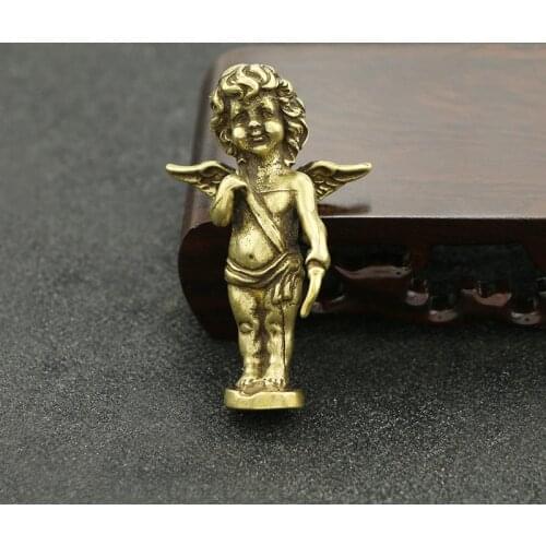 Cool Retro Handmade Pure Brass Small Ornaments Desktop Small Copper Ware Copper Love God Cupid Copper Statue Couple Gift