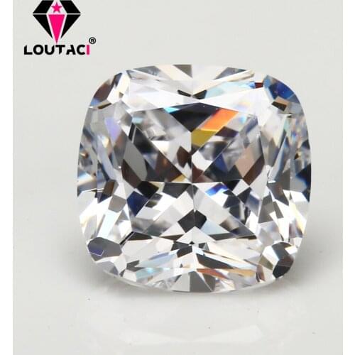 LOUTACI Nice Looking Jewelry Gemstone 5A White Cushion Cubic Zirconia For Sale Big Size 11X11-15X15mm