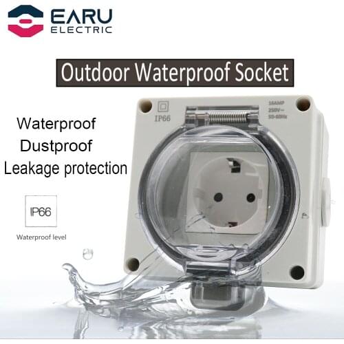 German EU Standard IP66 16A Weatherproof High-performance Plug Base For Indoors Outdoors Wall Electrical Outlet Charging Pile