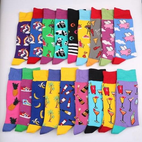 Men Casual cotton Happy Socks Socks harajuku hip hop British Style Funny Colorful Funny streetwear Gift