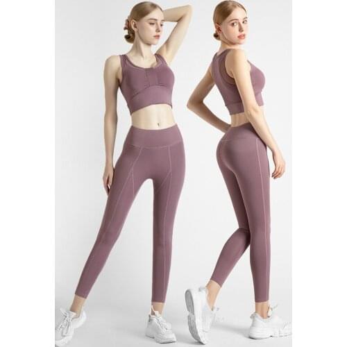2021 New Bow-knot Bra Yoga Vest High Waist Tight-fitting Buttocks Peach Hip Pants Fitness Suit Womens Two-piece Suit