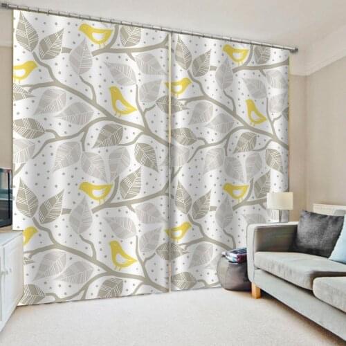 Morden grey leaf curtains 3D Window Curtains For Living Room Bedroom Decoration curtains